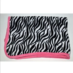 zebra blanket with pink trim